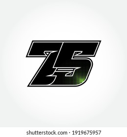 Simple Racing Start Number 75 Vector Template