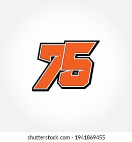 Simple Racing Start Number 75 Vector Template