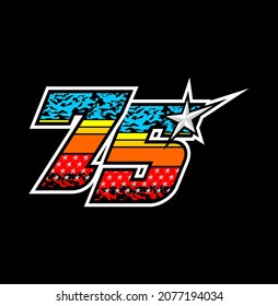 Simple racing start number 75 vector, easy to editable