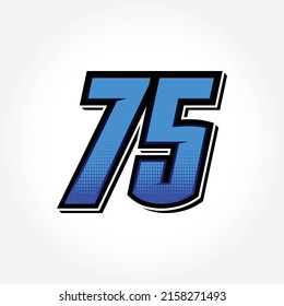 Simple Racing Start Number 75 Vector Template