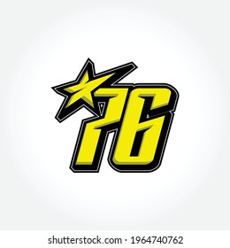 Simple Racing Start Number 76 Vector Template