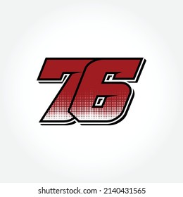 Simple Racing Start Number 76 Vector Template