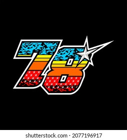Simple racing start number 78 vector, easy to editable