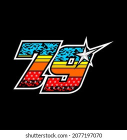 Simple racing start number 79 vector, easy to editable