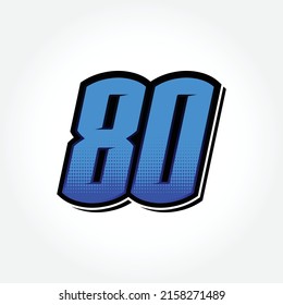 Simple Racing Start Number 80 Vector Template