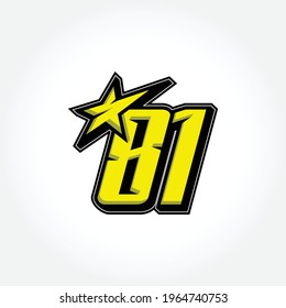 Plantilla de vector número de inicio de carreras simple 81