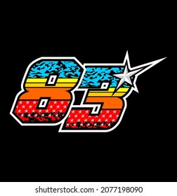 Simple racing start number 83 vector, easy to editable