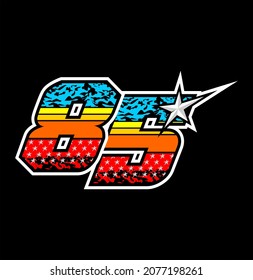 Simple racing start number 85 vector, easy to editable