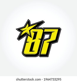 Simple Racing Start Number 87 Vector Template