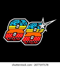 Simple racing start number 88 vector, easy to editable