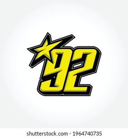 Plantilla de vector número de inicio de carreras simple 92
