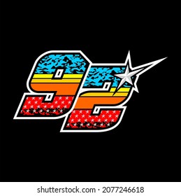 Número de inicio de carreras simple 92 vector, fácil de editar