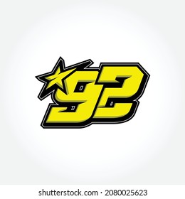 Simple Racing Start Number 92 Vector Template