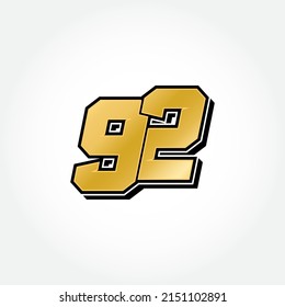 Simple Racing Start Number 92 Vector Template