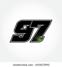 Simple Racing Start Number 97 Vector Template