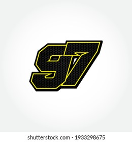 Plantilla de vector número de inicio de carreras simple 97