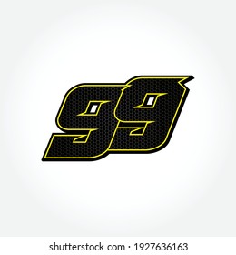 Plantilla de vector número de inicio de carreras simple 99