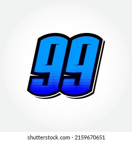 Plantilla de vector número de inicio de carreras simple 99