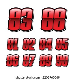 Simple Racing Start Red Number Vector Set