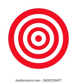Simple radial concentric circles. Target icon, red goal symbol. Editable stroke. Vector icon