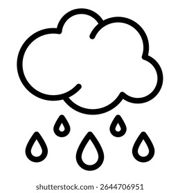Icono simple de nube de lluvia para aplicaciones y pronósticos relacionados con el Clima.