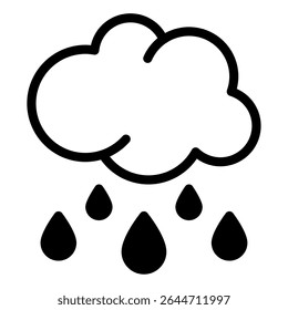Icono simple de nube de lluvia para aplicaciones y pronósticos relacionados con el Clima.