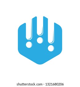 simple rain drop hexagonal logo vector