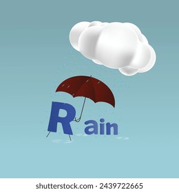 Ilustración simple de lluvia con paraguas