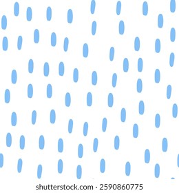 Simple rain pattern. Blue Water line and liquid drops. Small dash background. Rainy fall texture. Vector illustration.