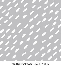 Simple rain pattern. Diagonal dashed lines. Rainy season background. White Water drops or raindrops seamless pattern. Vector illustration.