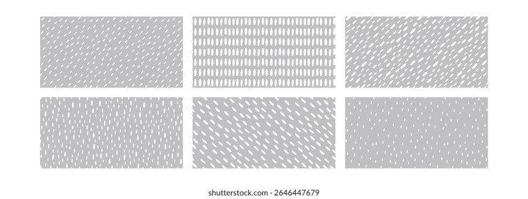Simple rain pattern. Seamless pattern with white drops of rain. Small dash background. Collection of Vector illustration.