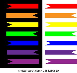 Simple rainbow bookmarks on a black and white background