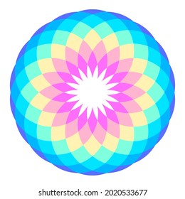 Simple rainbow colored circular mandala design, vector illustration. Abstract round geometric frame