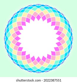 Simple rainbow colored circular mandala design, vector illustration. Abstract round geometric frame