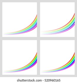 Simple rainbow colored curved line background set