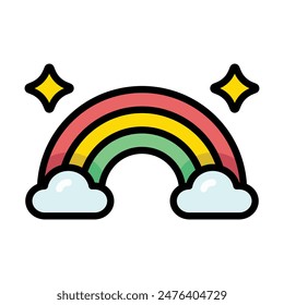 Ilustración simple del icono colorido del arco iris. La ilustración de iconos se puede utilizar para Sitios web, Plantillas de impresión, Plantillas de presentación, ilustraciones, etc