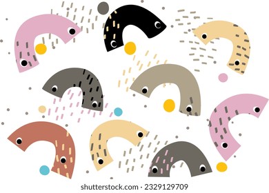 simple rainbow .cute print with colorful rainbow. Simple scandinavian design for nursery, baby shower, invitations, greeting card or textile. Vector illustration