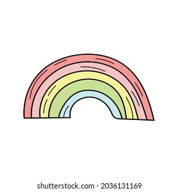 Simple Rainbow Doodle icon. Simple hand drawn rainbow icon on white
