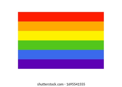 Simple Rainbow flag icon on white background. LGBT flag vector. LGBTQ colors. Vector illustration. Flat style, no effects.