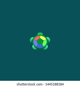 simple rainbow green turtle vector