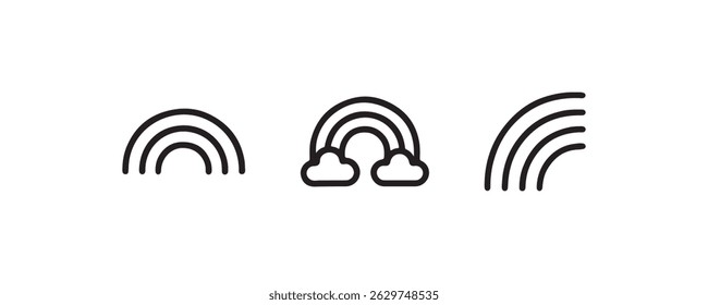 Simple rainbow icon set in line style Vector