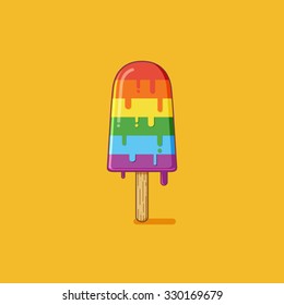 Simple rainbow popsicle illustration