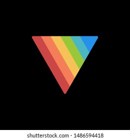 simple rainbow typography V triangle vector logo