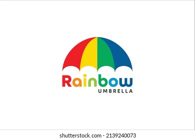 simple rainbow umbrella logo design protection symbol