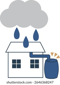 Simple rainwater tank icon illustration material