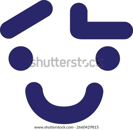 simple raised eyebrow face icon in bright neon color