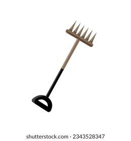 Simple rake for cleaning fallen leaves from dark brown wood
