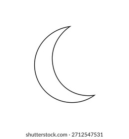Simple ramadan crescent moon outline icon vector flat design on white background.