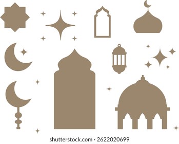 Simple ramadan icon set. Ramadan icon collection vector silhouette design. isolated white background.