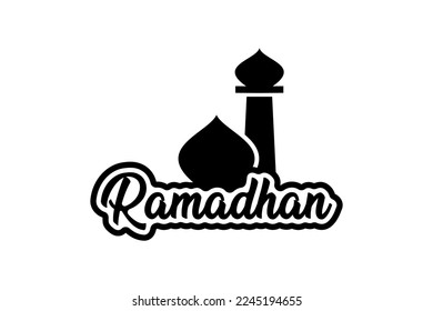 diseño simple del logo de ramadan kareem y silueta de cúpula de mezquita